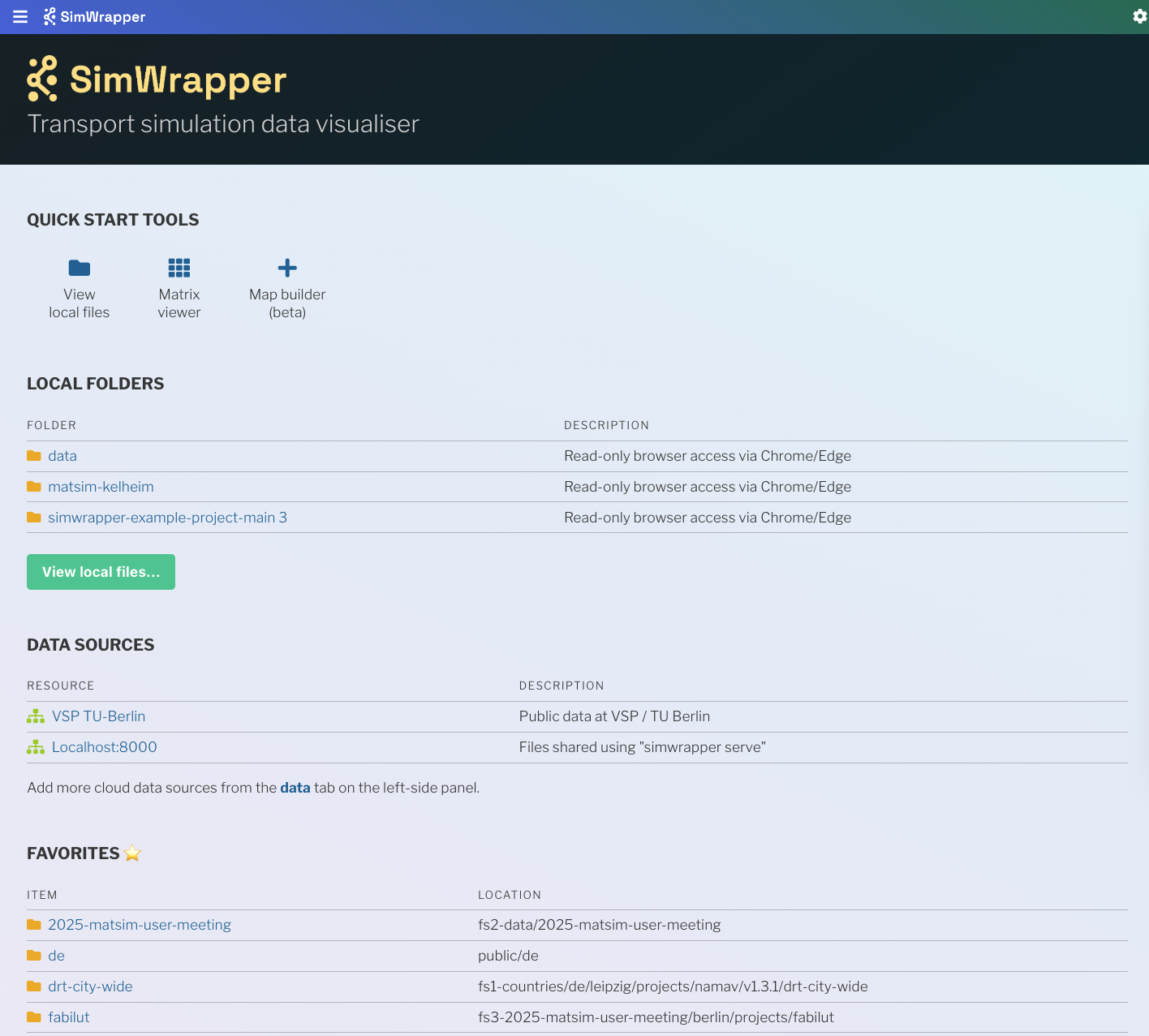 simwrapper front page